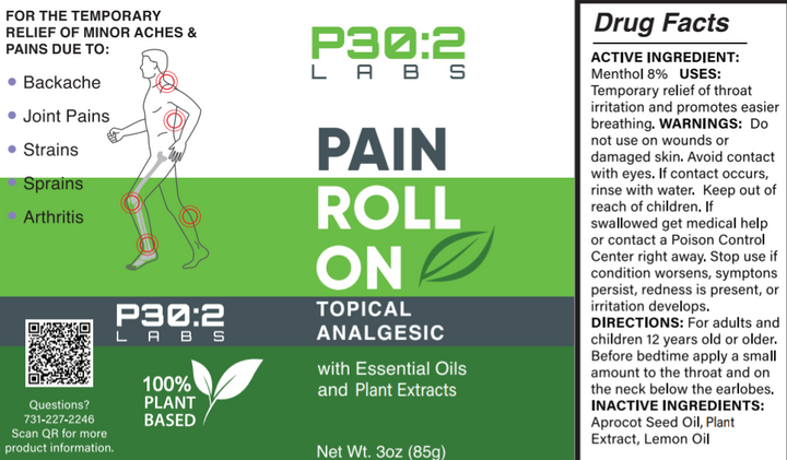 P30:2 Roll On 100% Plant Based Pain Relief 3 oz